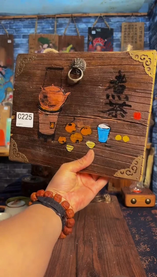 风化老门板丙烯画