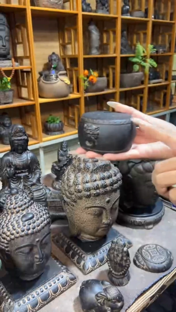 陶土【火山泥】兽头小鼓