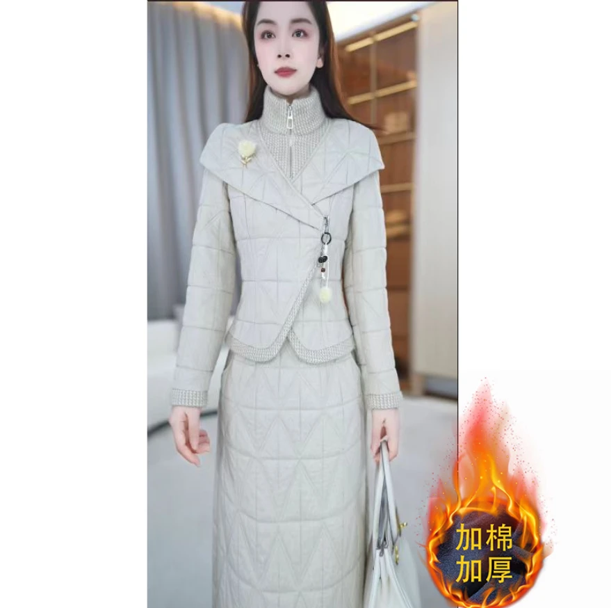 【加棉两件套】冬季新款复古加厚保暖百搭显瘦加棉加厚两件套M-4XL