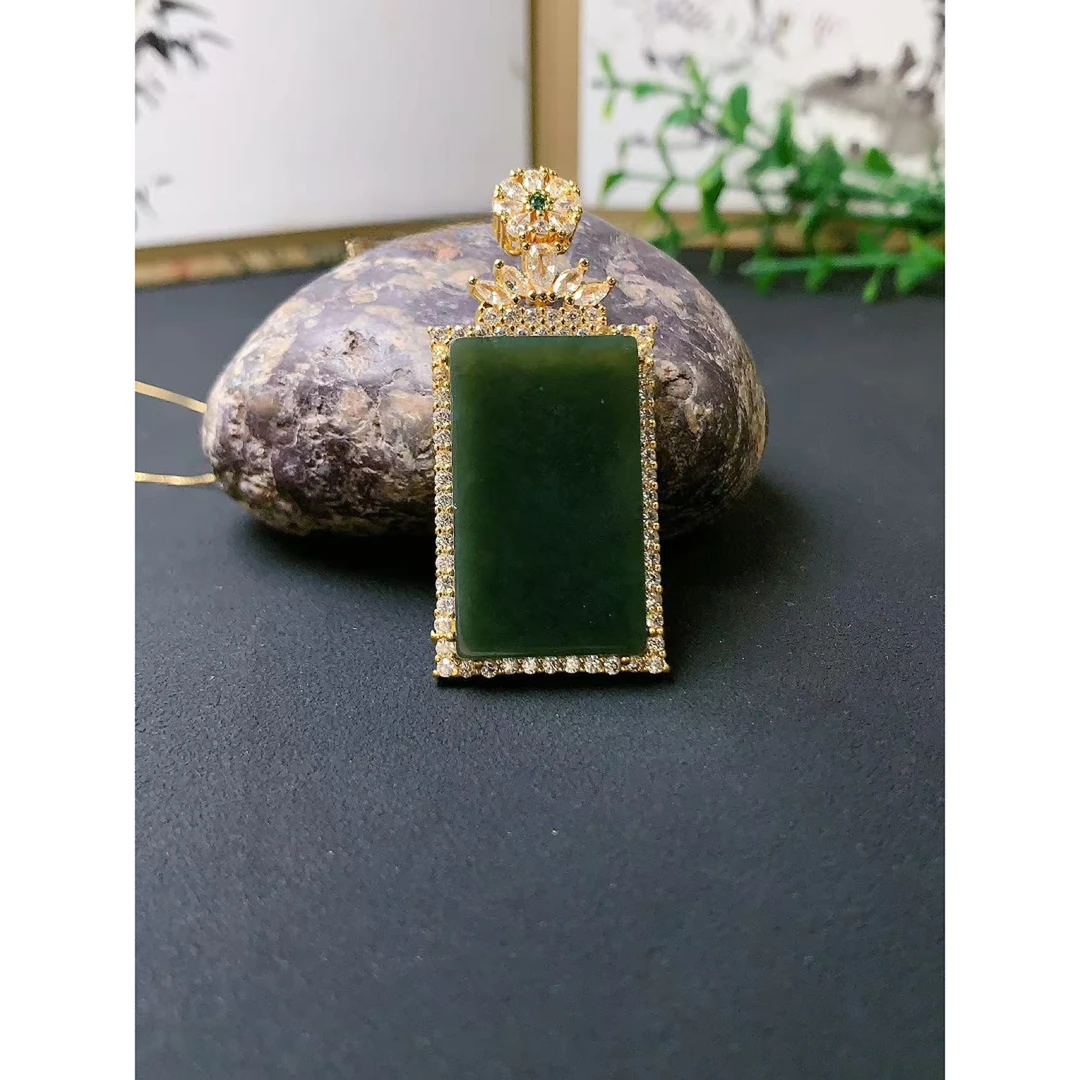 和田墨玉平安无事牌吊坠