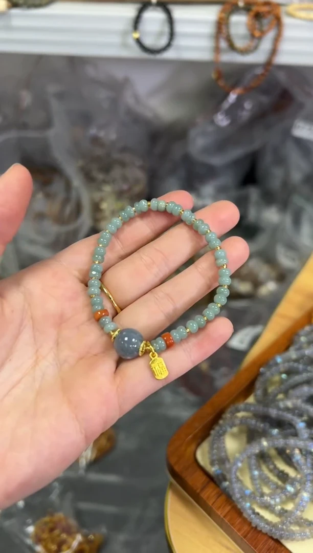 【闪购商品】翡翠手链未镶嵌蓝水翡翠设计款手链[009]