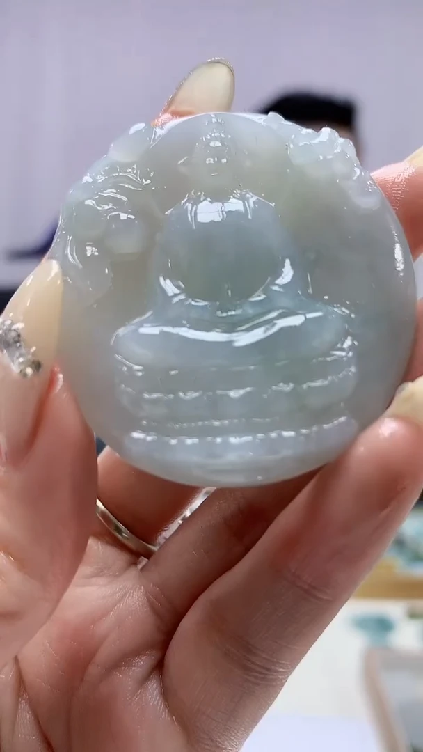 【闪购商品】定制翡翠未镶嵌3916DD-毛货挂件观音76