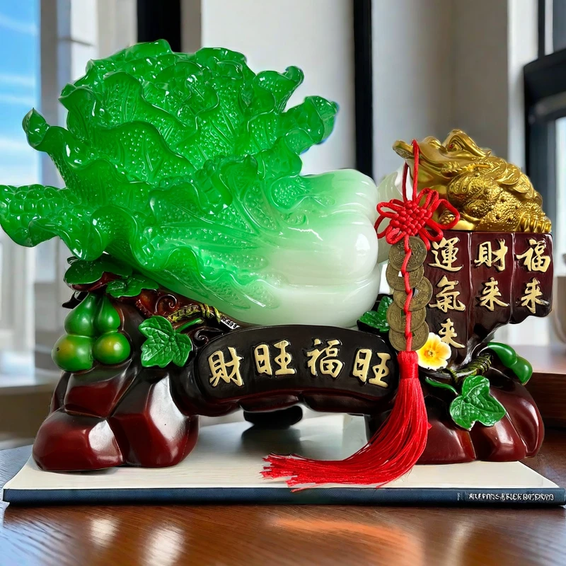 财旺福旺白菜摆件开业礼品大号玄关酒柜店铺家居装饰品长33高27cm