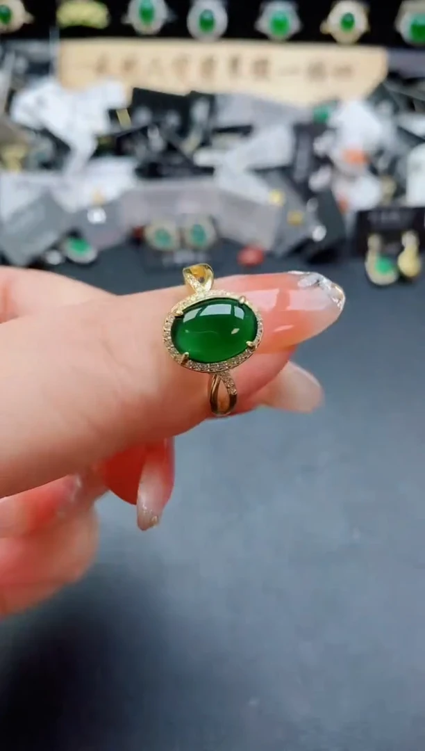 银S925镶嵌戒指翡翠805