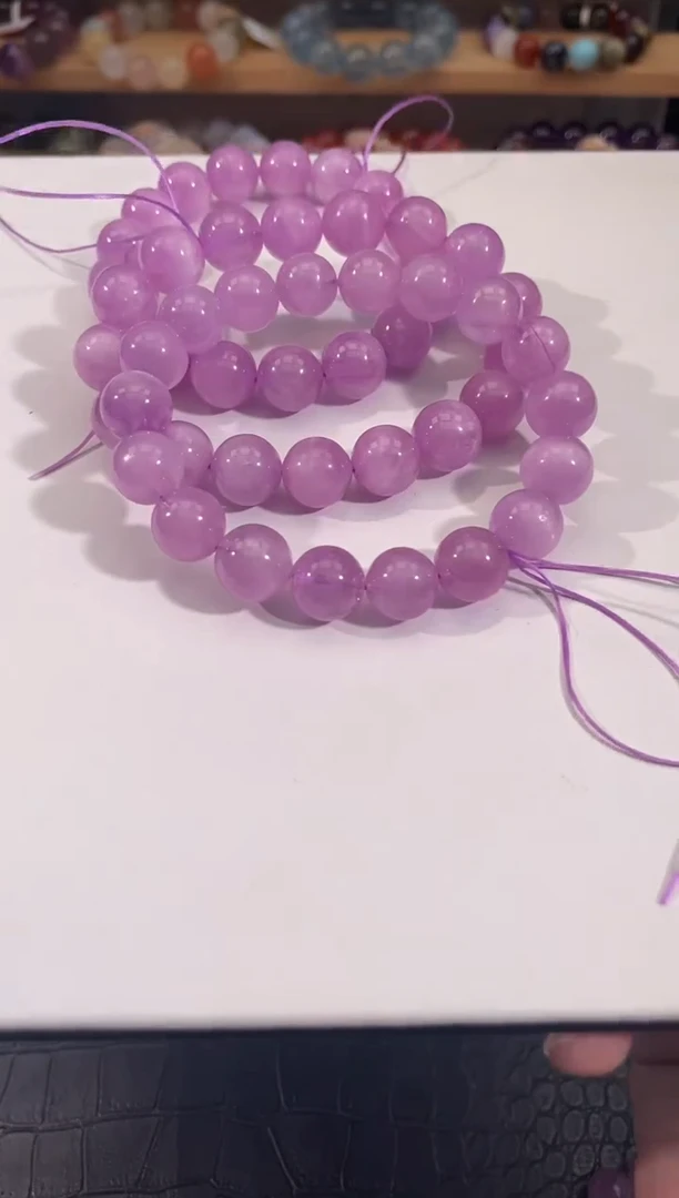 手链锂辉石未镶嵌紫锂辉手链12mm多样性发一