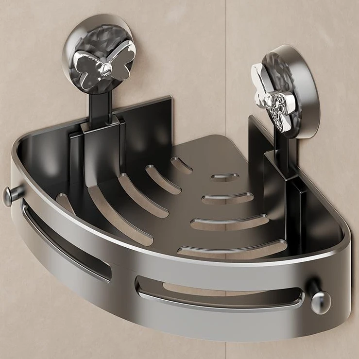 卫生间吸盘置物架浴室免打孔壁挂转角洗漱用品多功能三角篮收纳架