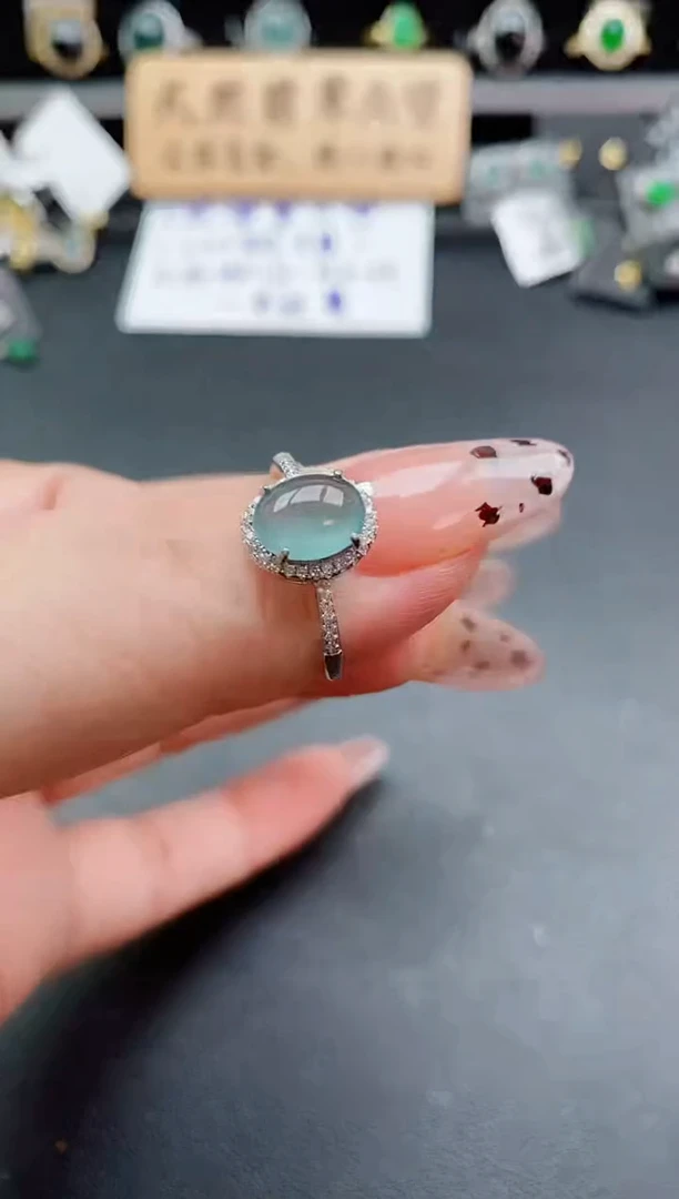 银S925镶嵌戒指翡翠1