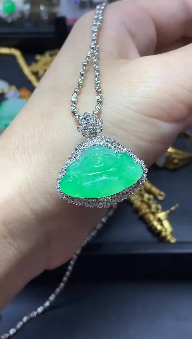 吊坠(不含链)18K金镶嵌翡翠726-中国好珍宝