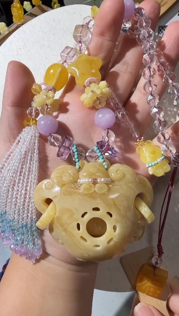 【闪购商品】蜜蜡项链未镶嵌蜜蜡如意小熊项链
