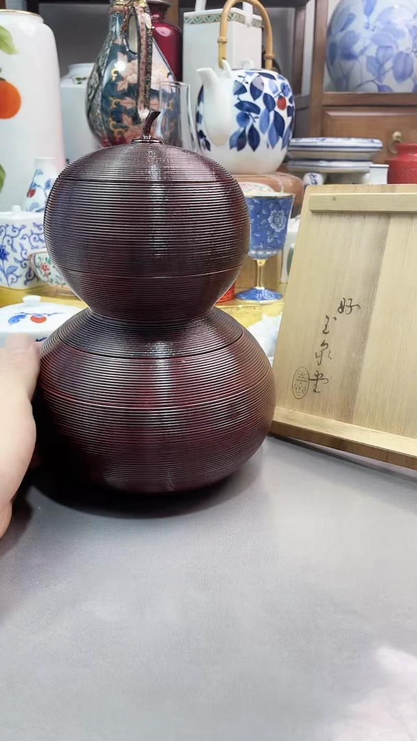 瓷片日产实木葫芦罐