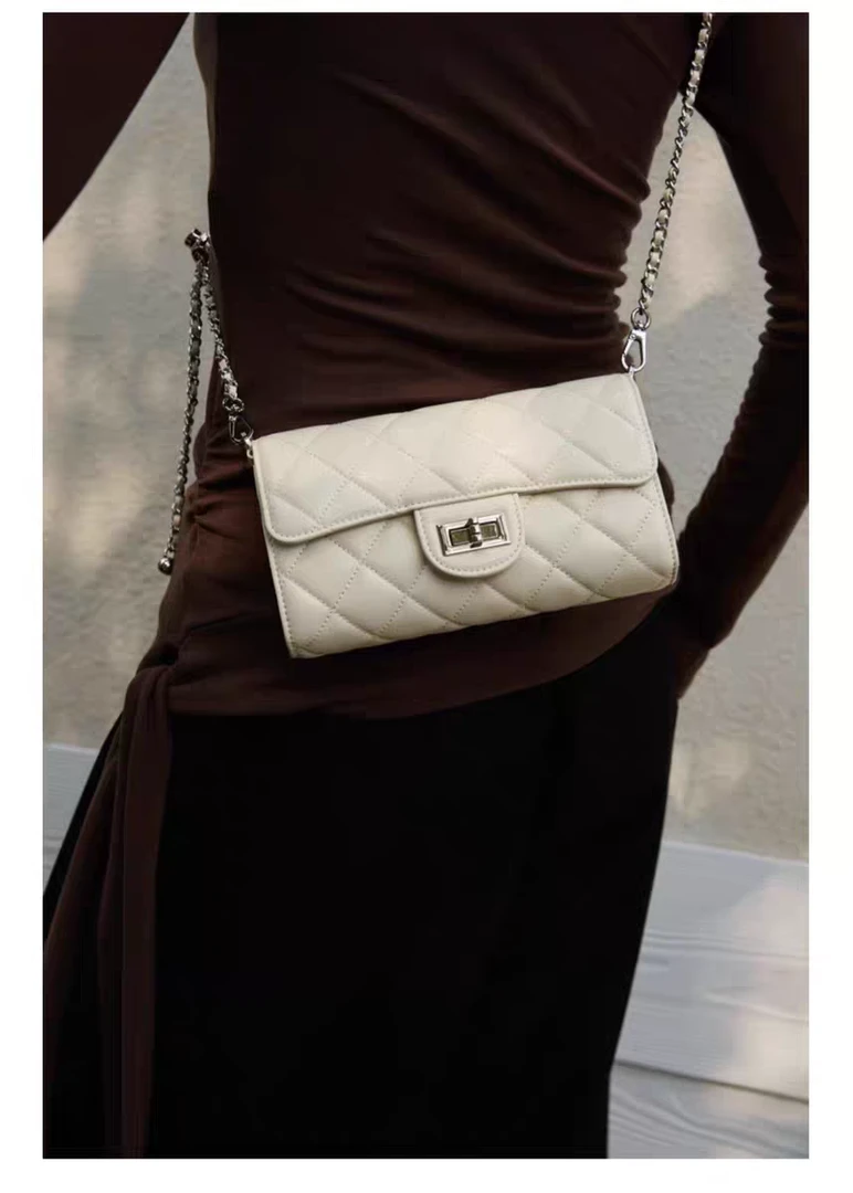 欧尚典法式高级感真皮女包2025春夏通勤菱格链条腋下小方包斜挎包