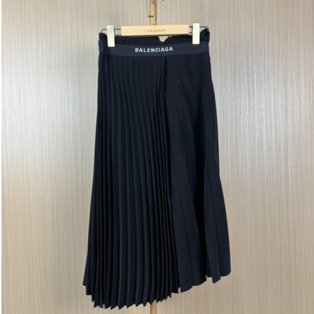 99新 Balenciaga/巴黎世家 黑色不规则百褶半身裙 36 16177811