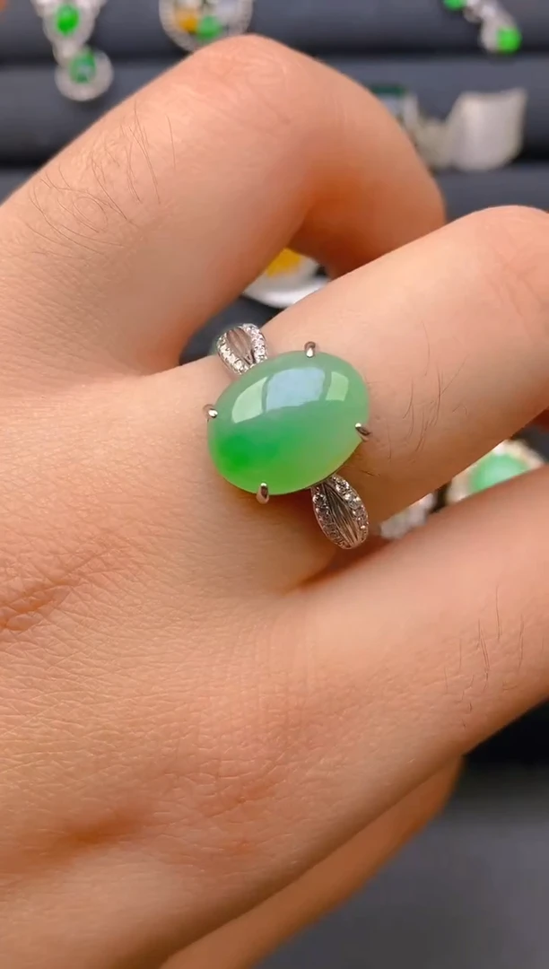 【闪购商品】翡翠戒指银S925镶嵌天然A货翡翠1