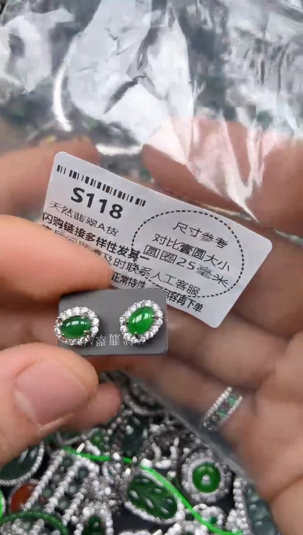 颈饰未镶嵌翡翠S118耳钉