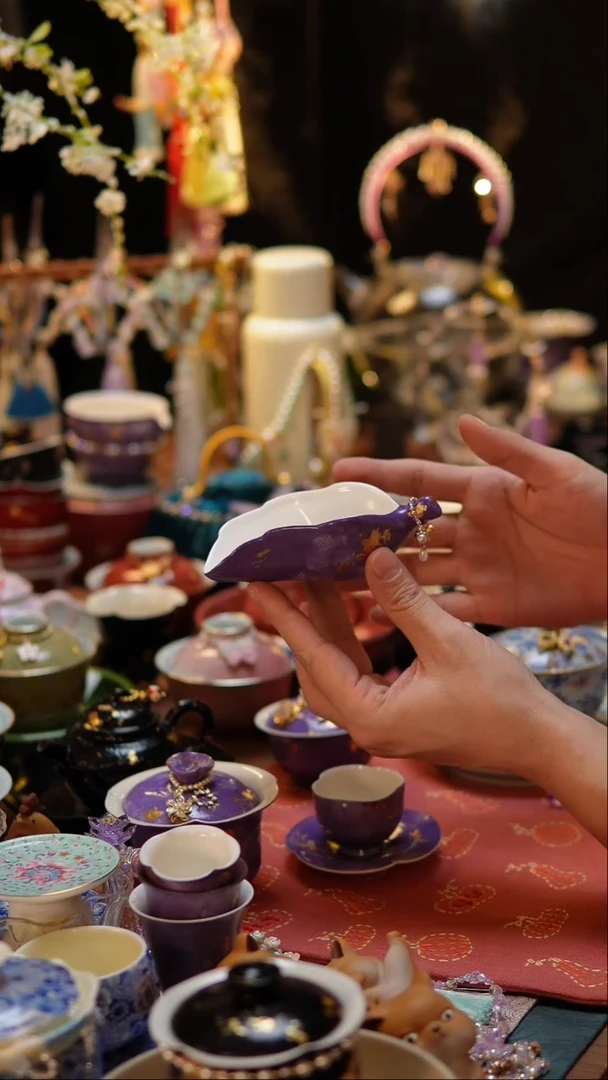 【闪购商品】摆件紫色大漆茶则紫色大漆茶则