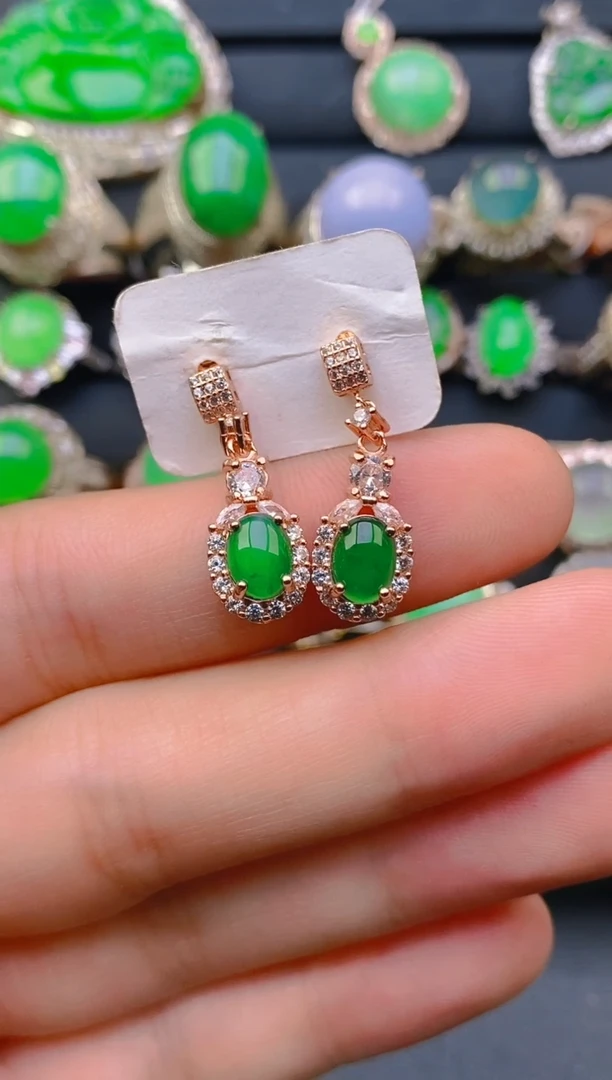 【闪购商品】翡翠戒指银S925镶嵌天然A货翡翠1