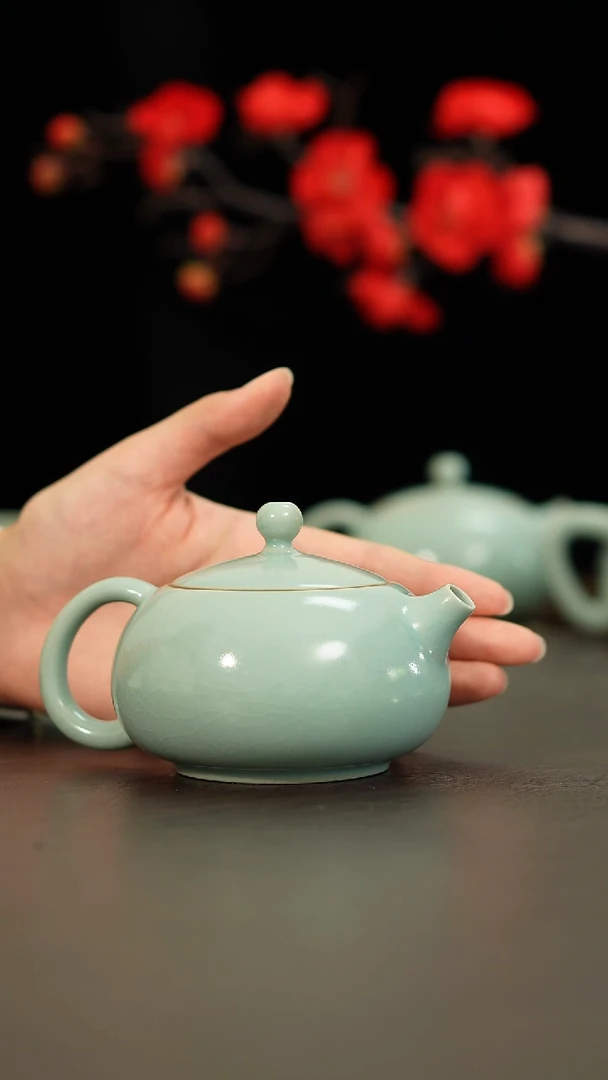 摆件凉***皮汝宋汝瓷西施壶