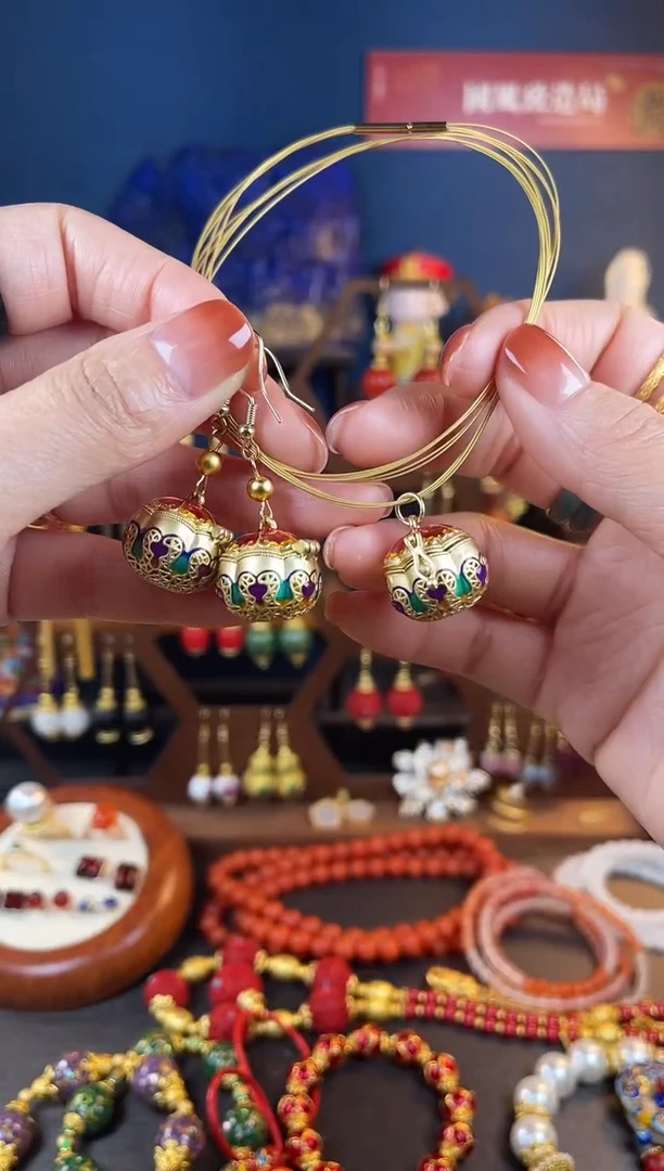 【闪购商品】柿柿如意珐琅吊坠+耳钩