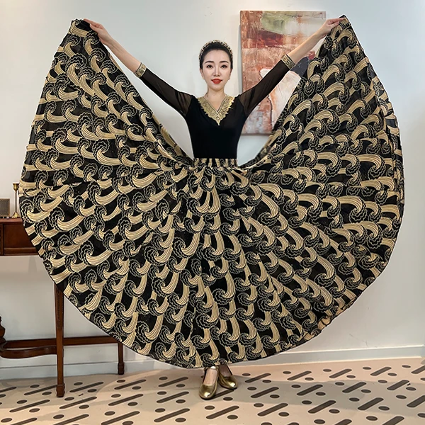 A《跃云涧》亮光丝弹力网纱半身裙/720大摆/带衬裙