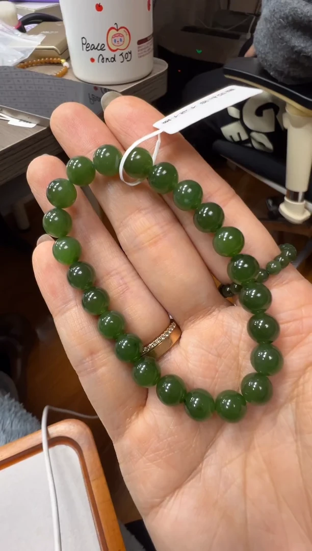 未镶嵌手串和田玉碧玉卡8福利款手串