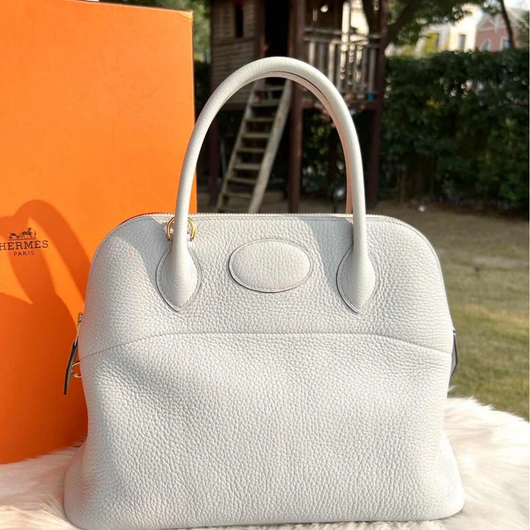 99新 Hermes/爱马仕 小花6珊 保龄球 31 圣杯蓝 Y刻 TC皮 金扣