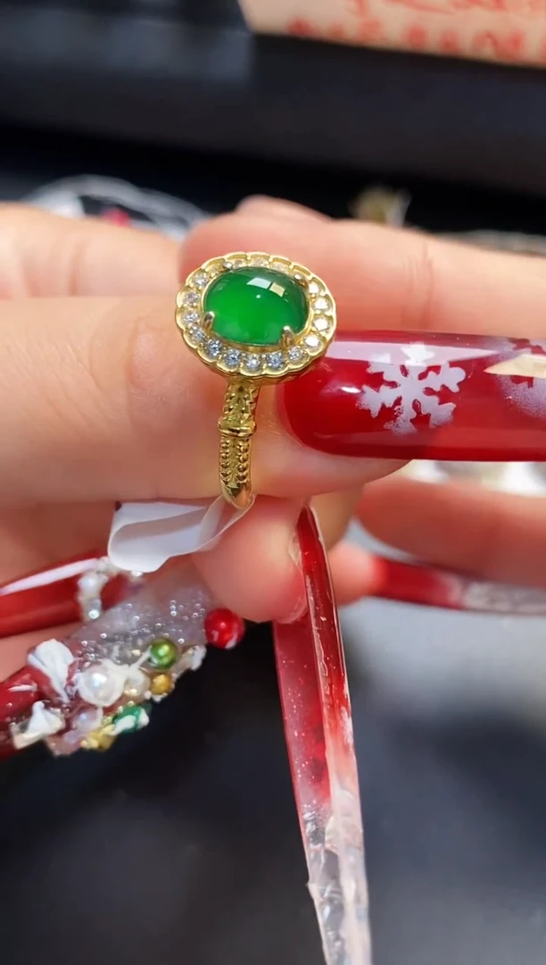 银S925镶嵌戒指翡翠天然