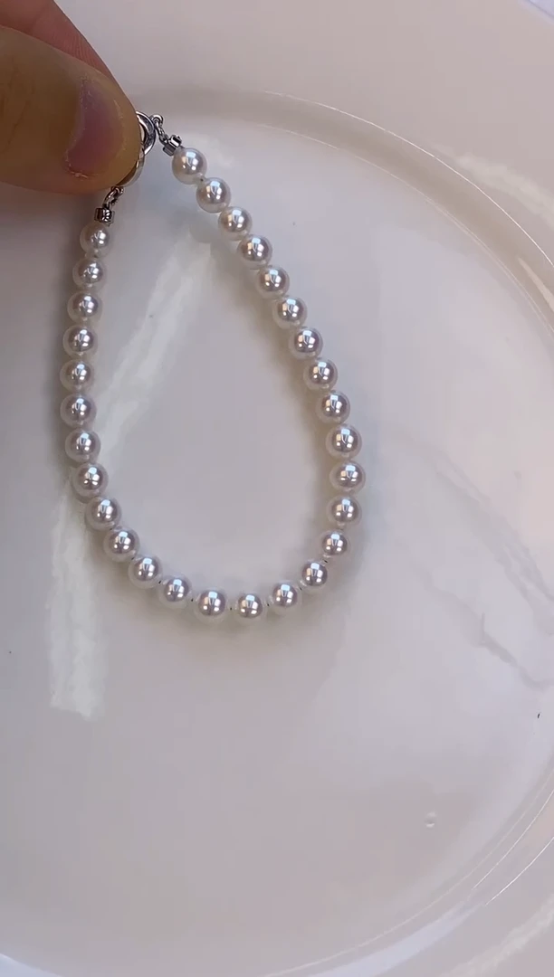 银S925镶嵌手链淡水珍珠5.5-6