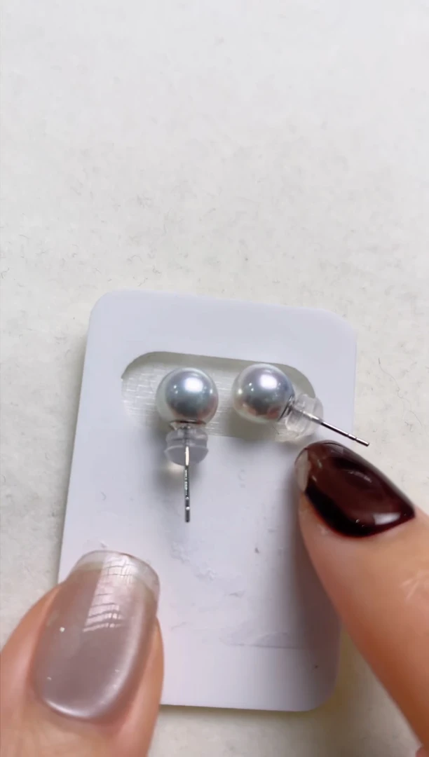 【闪购商品】海水珍珠耳钉18K金镶嵌真多麻7.5-8.0耳钉