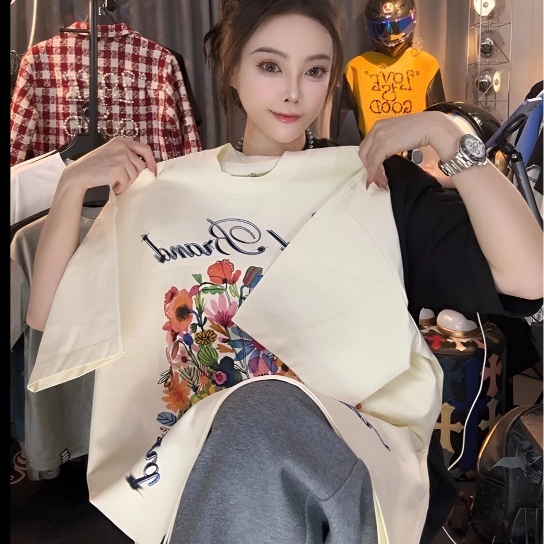 GOODBRAND 2025SS Atlantis花卉烫钻轻奢时尚高级感印花短袖t恤