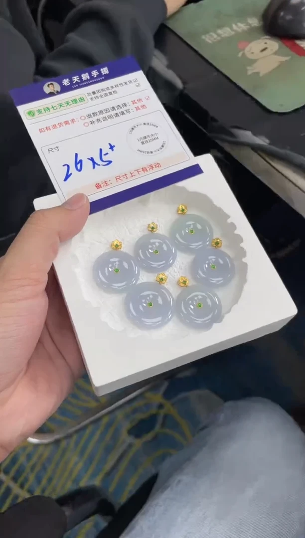 18K金镶嵌挂件翡翠平安扣F10配绳/多样性发其一ZBCP