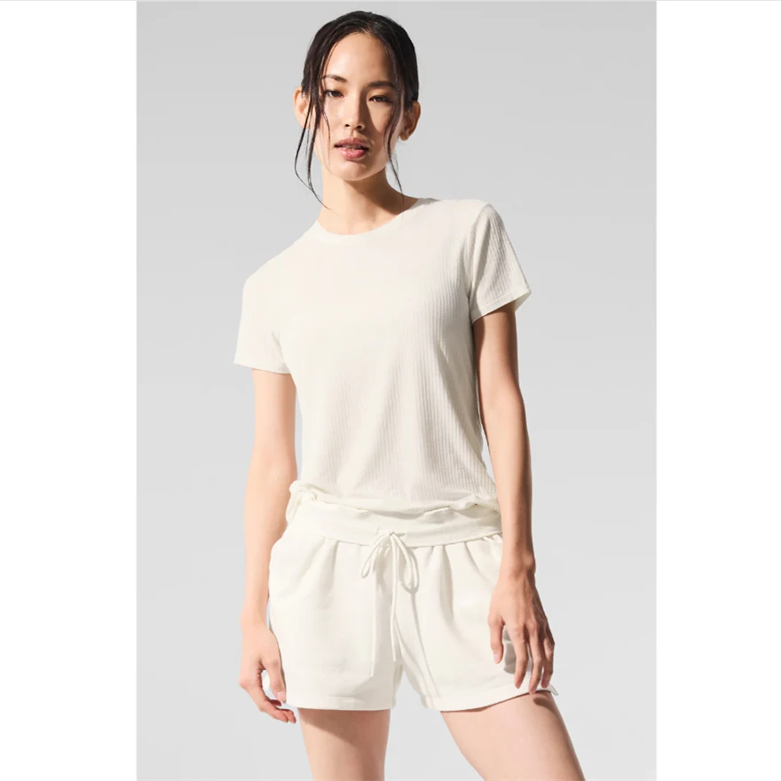 美国直邮 Alo Yoga Ribbed Sea Coast Tee女士螺纹短袖T恤W1449R
