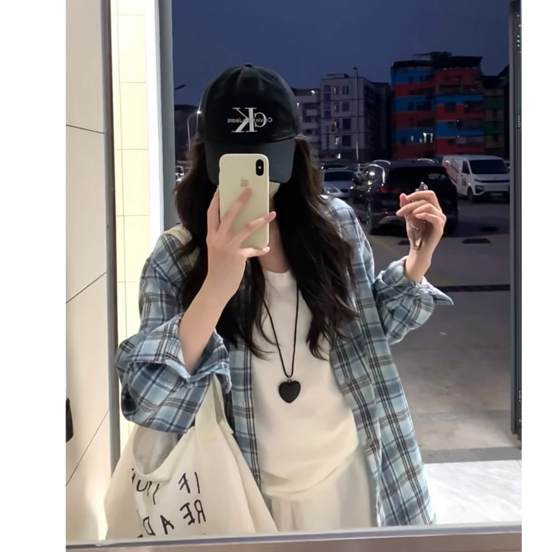 秋季格子衬衫女韩版慵懒时尚宽松显瘦百搭开衫休闲外套女装设计感