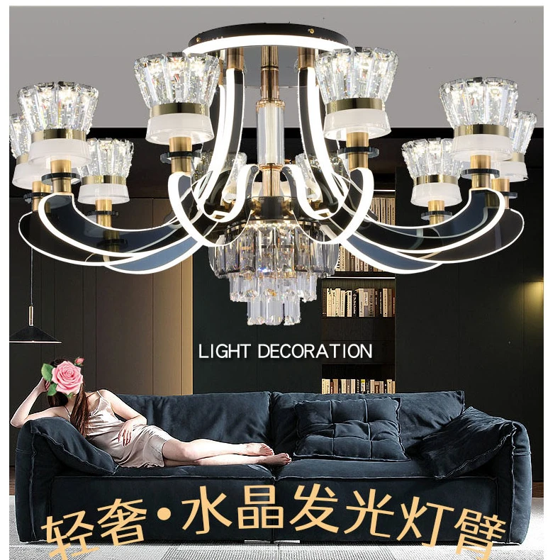 轻奢简约大气吊灯客厅灯餐厅欧式美式家用创意发光北欧奢华大厅