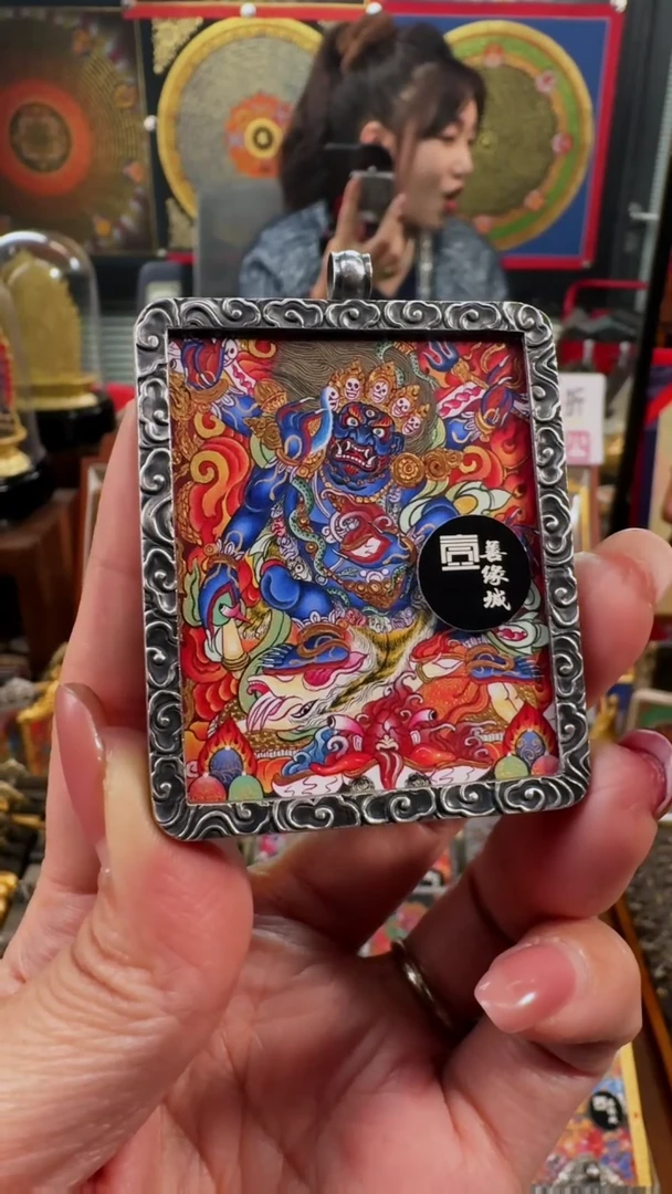 【闪购商品】吊坠壹善缘城手绘唐卡六臂大黑天铜壳