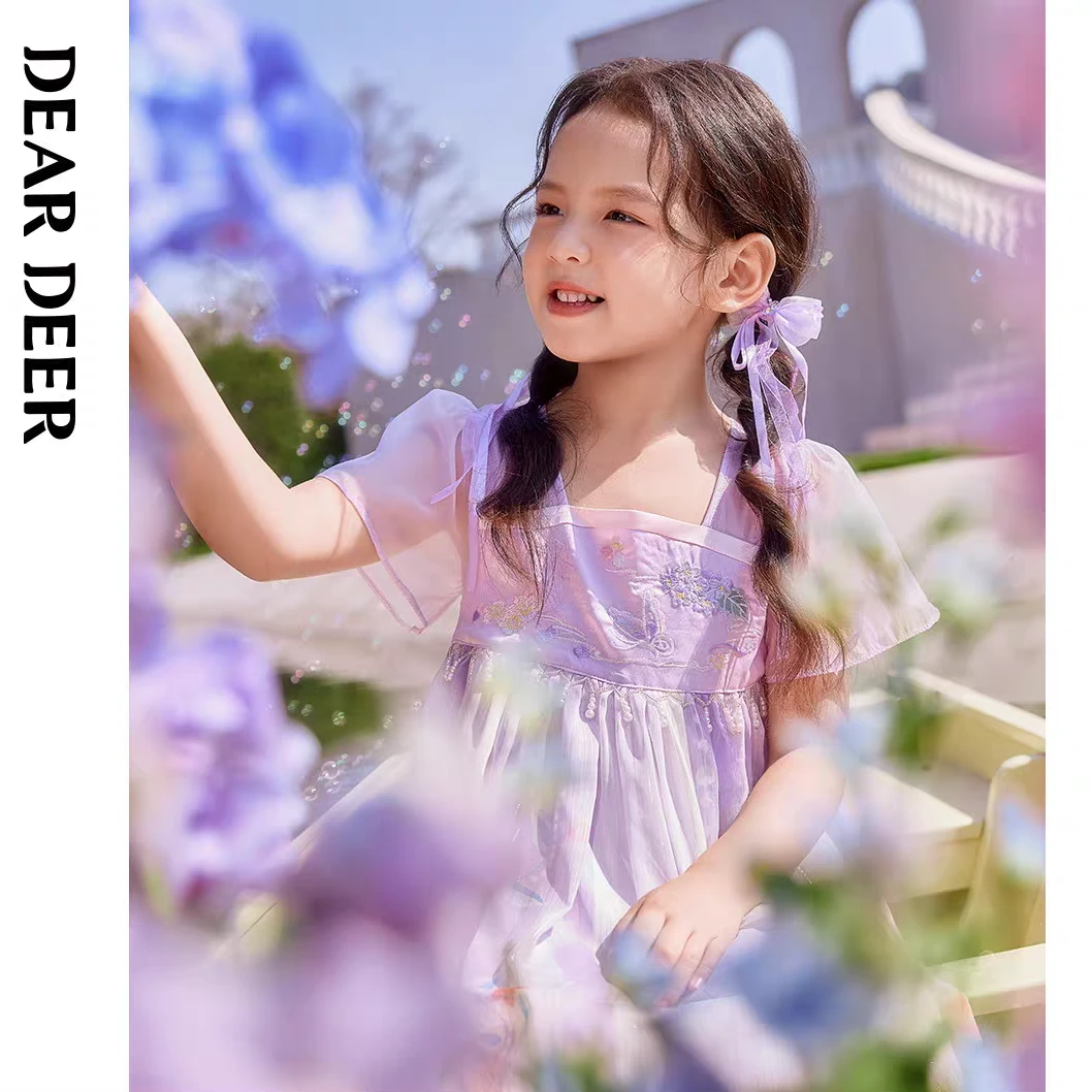 【门店同款】迪迪鹿夏季新款女童连衣裙网纱公主裙童装蓬蓬裙