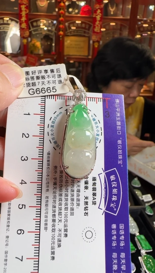 颈饰18K金镶嵌翡翠G6665富贵豆