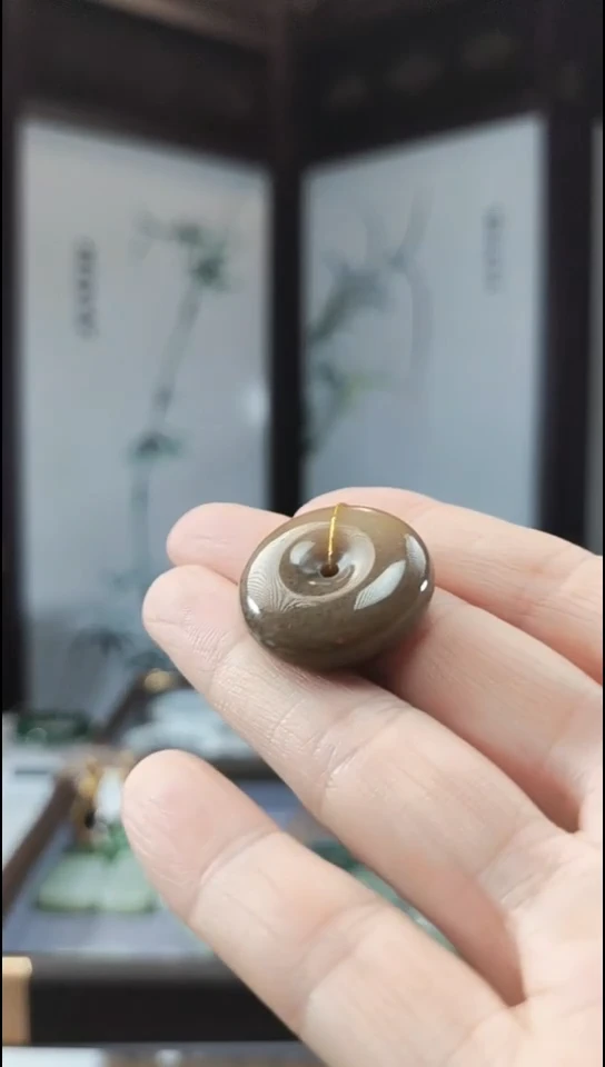 颈饰未镶嵌和田玉（糖玉）1020糖料平安扣24.4mm*8.8mm