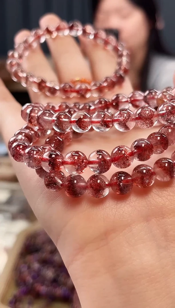 未镶嵌手串水晶金草莓超七单圈手串7mm【多样性发一】