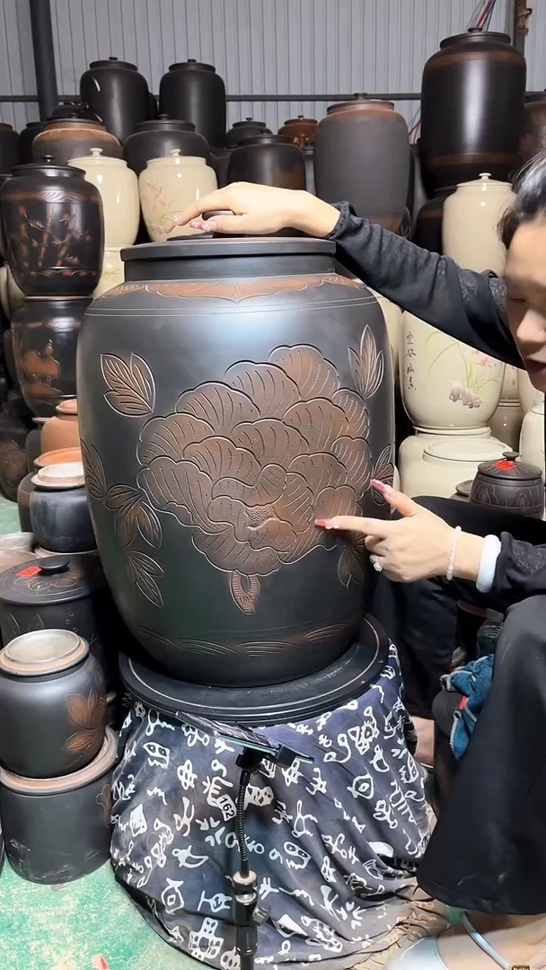 罐瑕疵茶缸高62cm  牡丹花 430