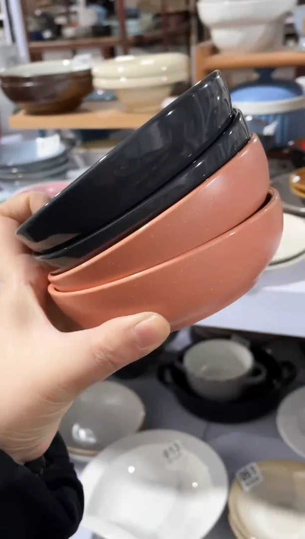 【闪购商品】碗微瑕（4件套）灰橘火锅碗