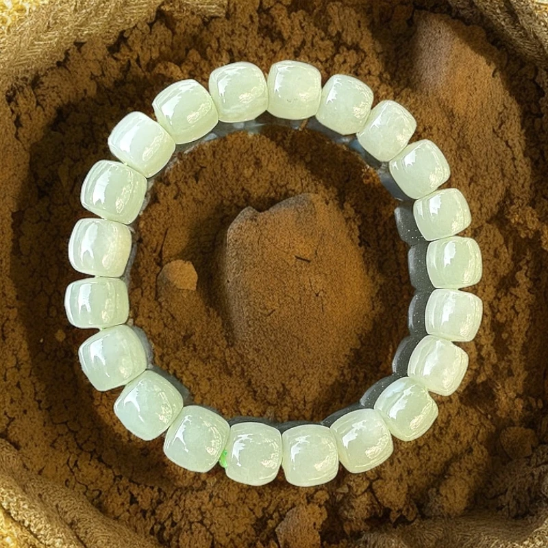 和田玉手串直切高冰种