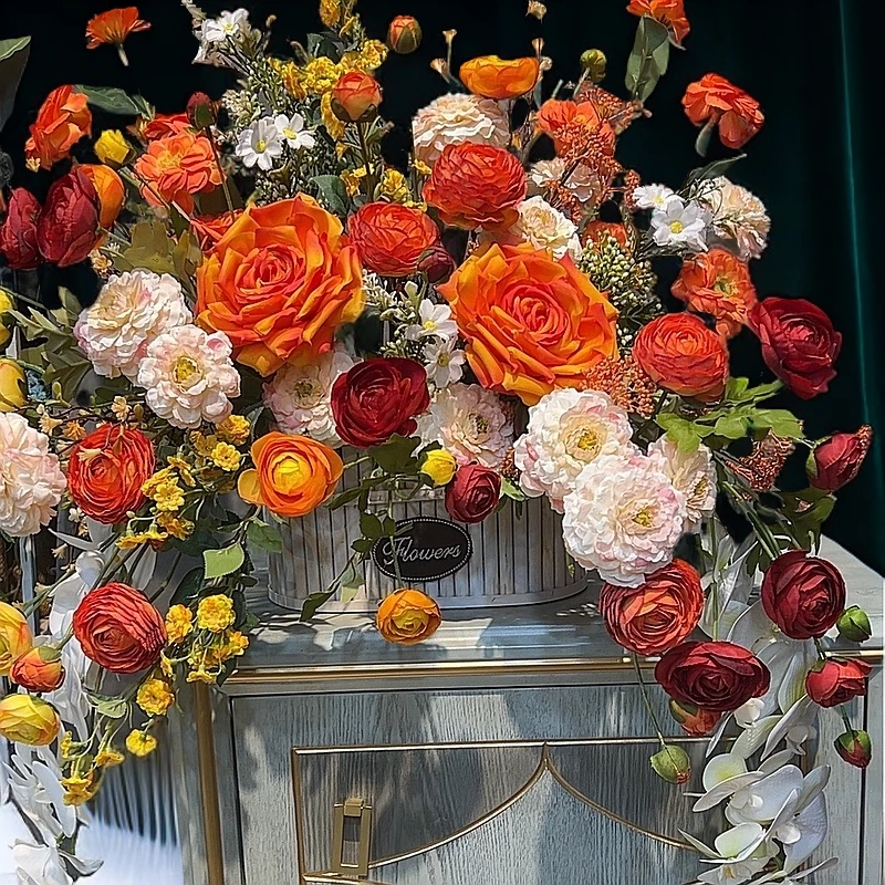 空调上面放的仿真花手感花