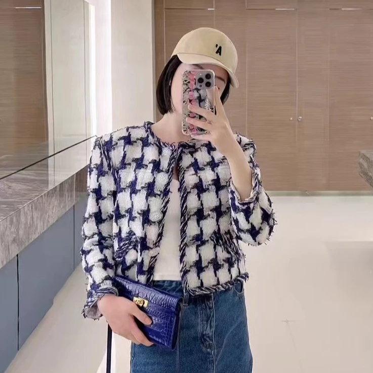 99新 Chanel/香奈儿 42码瀑布系列蓝白拼色短款外套