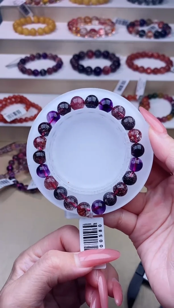 未镶嵌手链水晶黑加仑超七8m+