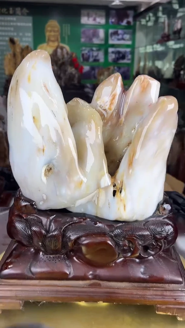 缅甸天然树化玉摆件