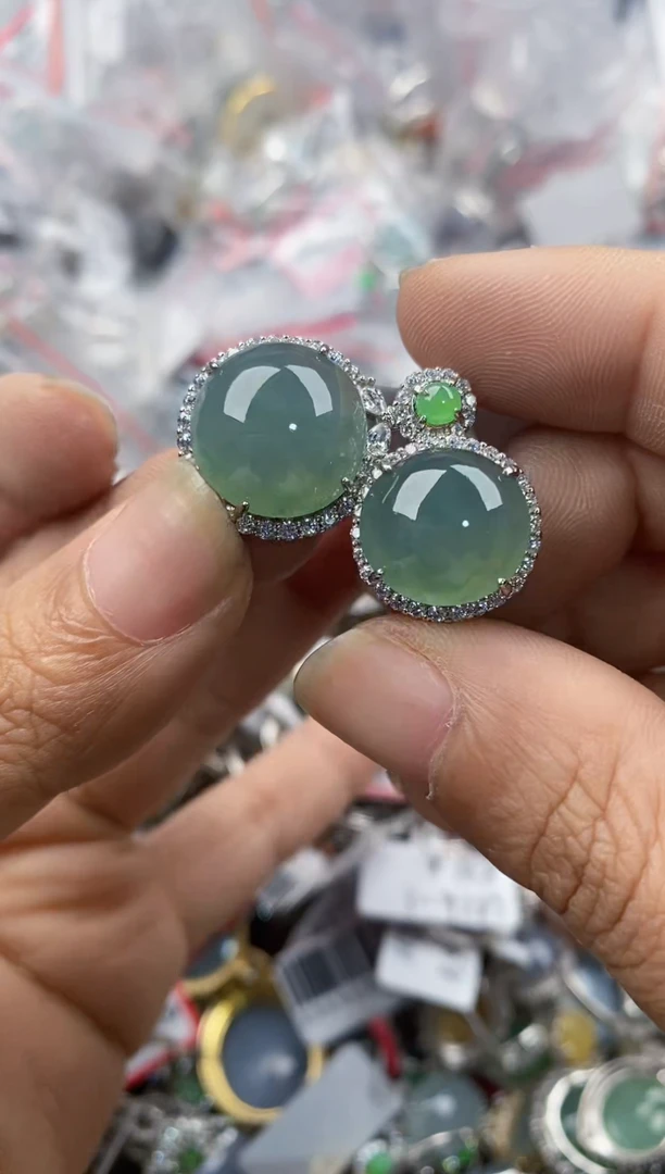 银S925镶嵌戒指翡翠222             6