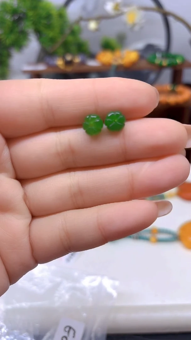 银S925镶嵌和田玉耳饰E881