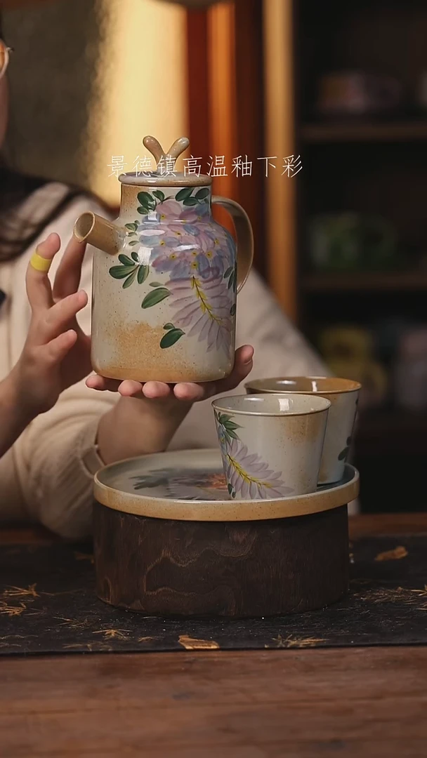 陶瓷景德镇高温釉下手绘陶瓷@L690@