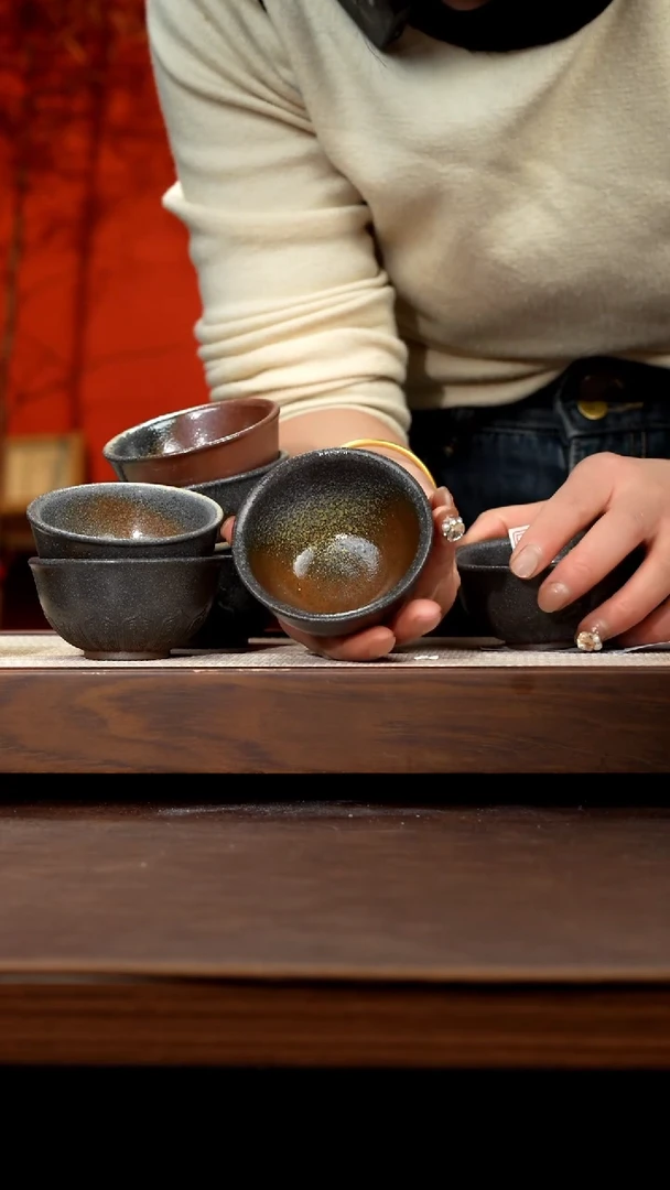 【闪购商品】紫砂茶壶柴烧客杯4只一套33号