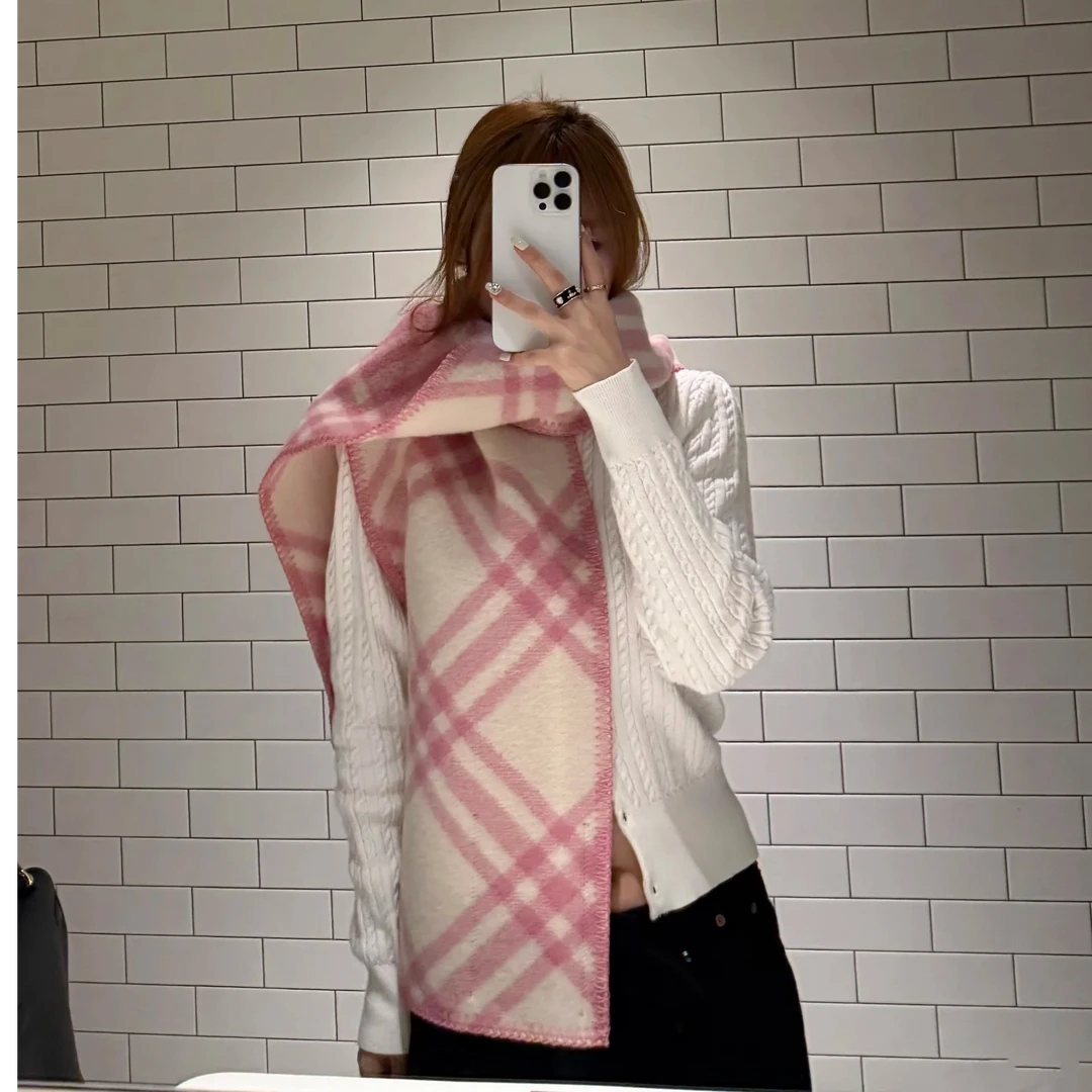 性价比超高！全智贤同款 双面格纹围巾披肩秋冬围脖女